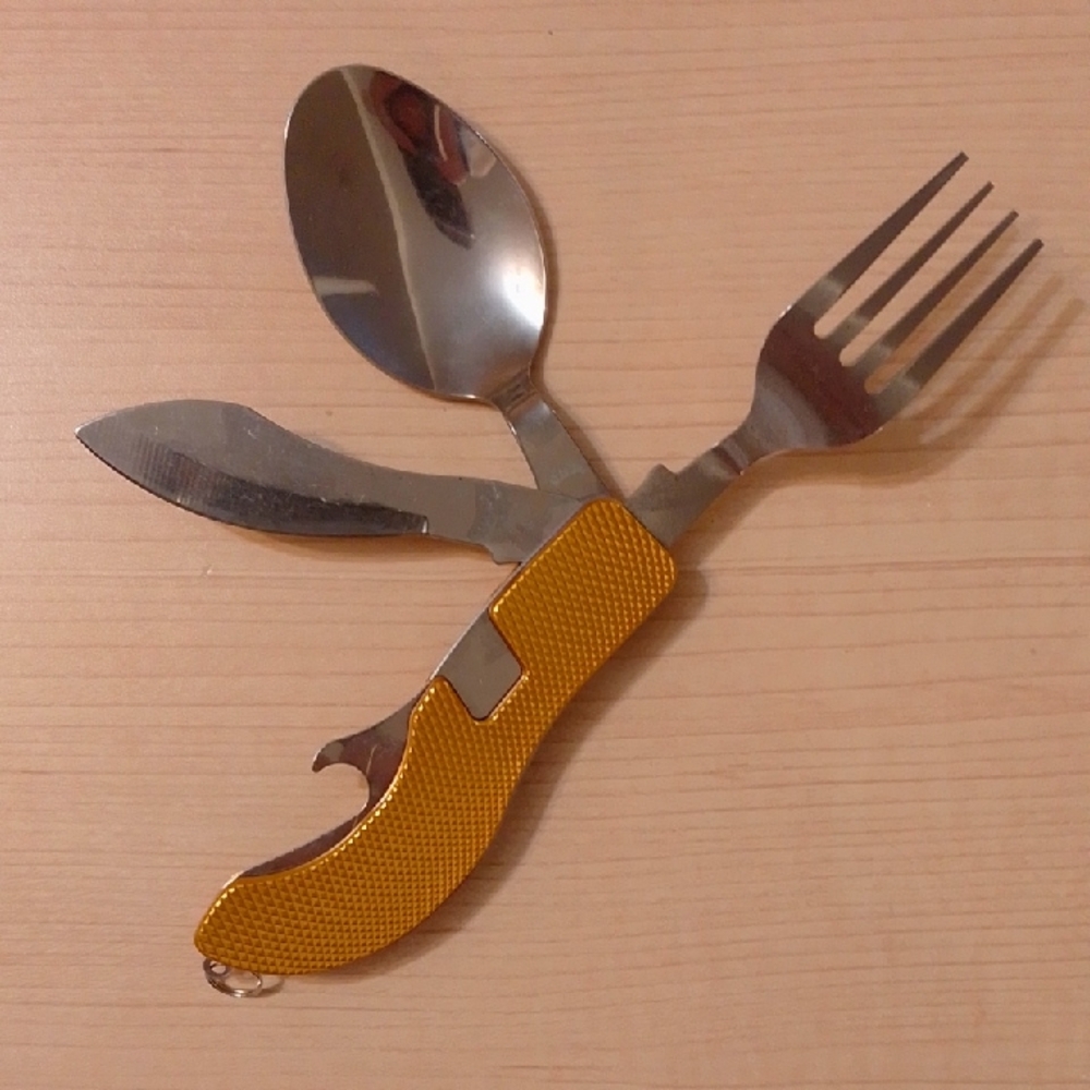 Compact Multi Utensil Cutlery Travel Camping Fork Spoon Set